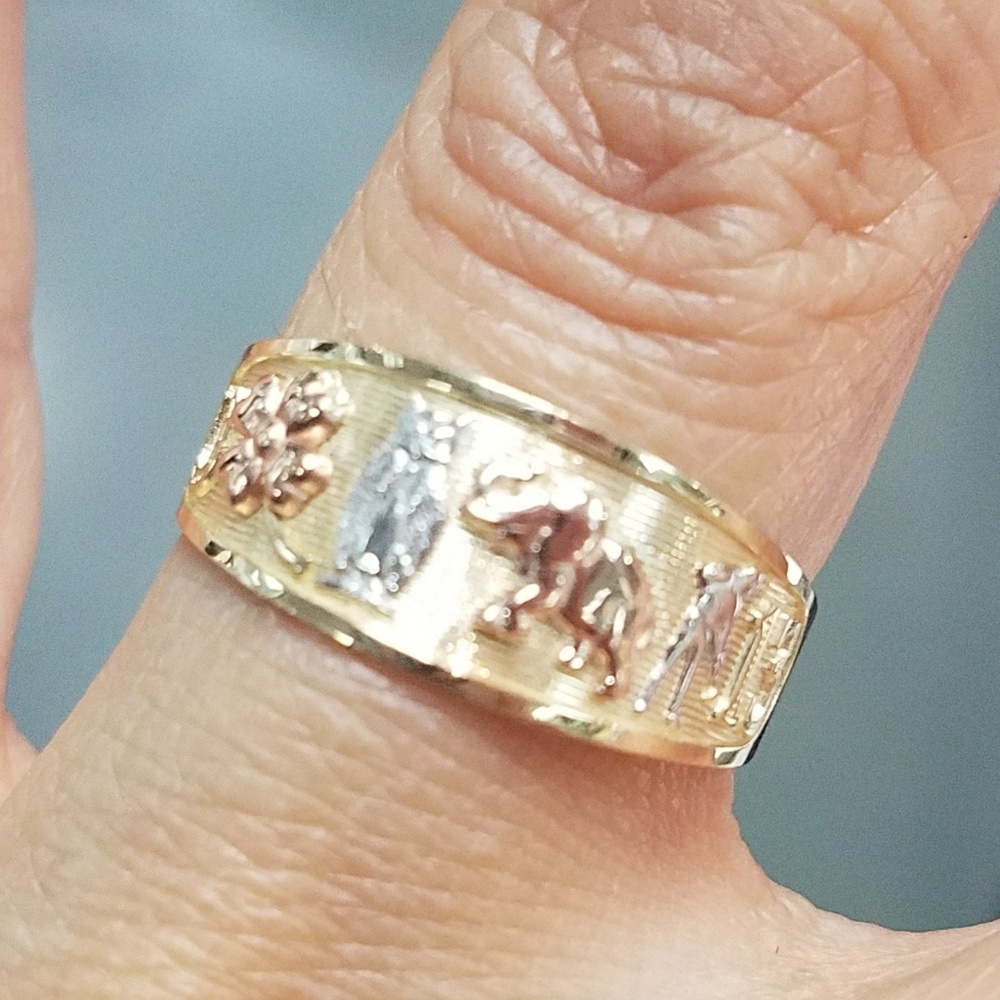 14k Solid Yellow Gold Elephant Ring sz 5 6 7 8 9 - Picture 1 of 14